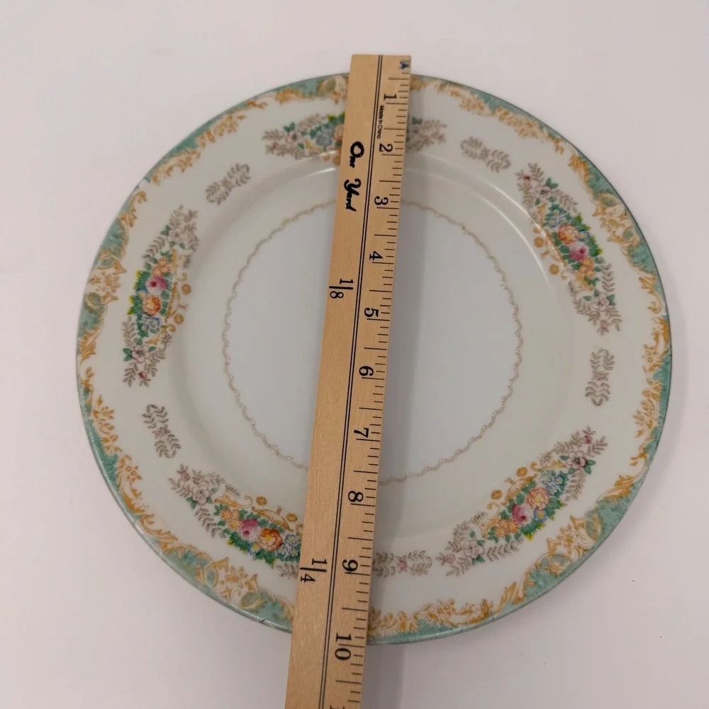 Vintage‎ Berkshire Ware Occupied Japan Dinner Plate Pink Rose Turquoise Gold 10